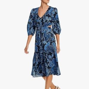 Parker Blue Cotton Cut out Dress